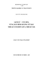 Lịch sử – văn hóa vùng đất bình dương từ đầu thế kỷ xvii đến giữa thế kỷ xix