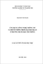 ứng dụng công nghệ thông tin và truyền thông trong dạy học địa lý ở trường trung học phổ thông