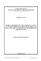 đánh giá ảnh hưởng của việc sử dụng các nguồn lực tự nhiên trong hộ gia đình tới thu nhập và an toàn lương thực của hộ nông dân huyện định hoá tỉnh thái nguyên