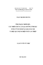 Tình trạng nhiễm hiv, các nhiễm trùng lây qua đường tình dục ở phụ nữ bán dâm tại 4 quận hà nội và hiệu quả một số biện pháp can thiệp