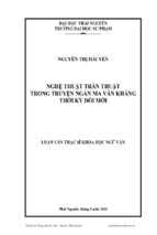 Nghệ thuật trần thuật trong truyện ngắn ma văn kháng thời kỳ đổi mới