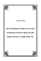 Một số giải pháp tài chính chủ yếu nâng cao hiệu quả tổ chức sử dụng vốn kinh doanh tại công ty cổ phần thiên tân