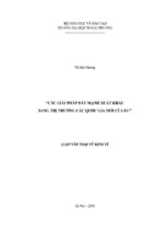 Các giải pháp đẩy mạnh xuất khẩu sang thị trường các quốc gia mới của eu
