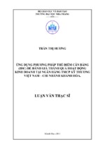 ứng dụng phương pháp thẻ điểm cân bằng (bsc) để đánh giá thành quả hoạt động kinh doanh tại ngân hàng tmcp kỹ thương việt nam   chi nhánh khánh hòa