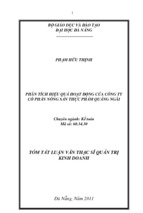 Luận văn thạc sĩ  phân tích hiệu quả hoạt động của công ty cổ phần nông sản thực phẩm quảng ngãi