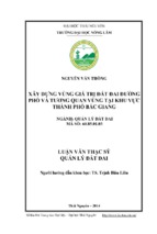 Xây dựng vùng giá trị đất đai đường phố và tương quan vùng tại khu vực thành phố bắc giang