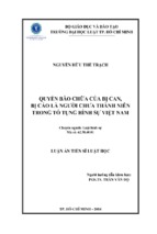 Quyền bào chữa của bị can, bị cáo là người chưa thành niên trong tố tụng hình sự việt nam