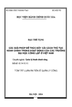 Tóm tắt luận án tiến sĩ quản lý công các giải pháp để thúc đẩy cải cách thủ tục hành chính trong hoạt động của các trường đại học công lập ở việt nam