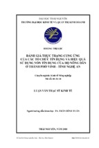 đánh giá thực trạng cung ứng vốn của các tổ chức tín dụng và hiệu quả sử dụng vốn tín dụng của hộ nông dân ở thành phố vinh tỉnh nghệ an