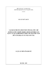 Vận dụng phương pháp phân tích đa tiêu chí đánh giá mức độ đô thị hoá nhằm góp phần xây dựng các quan điểm phát triển đô thị ở việt nam đến năm 2020, lấy hà nội làm ví dụ