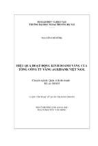 Hiệu quả hoạt động kinh doanh vàng của tổng công ty vàng agribank việt nam.