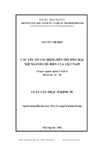 Các yếu tố tác động đến thương mại nội ngành chế biến của việt nam