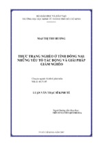 Thực trạng nghèo ở tỉnh đồng nai những yếu tố tác động và giải pháp  giảm nghèo