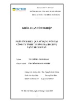 Phân tích hiệu quả sử dụng vốn tại công ty tnhh thương mại dịch vụ vận tải cẩm vân
