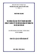 Tác động của các yếu tố thuộc đặc điểm công ty niêm yết tới mức độ công bố thông tin và hệ quả của nó   1