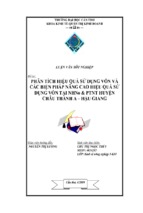 Phân tích hiệu quả sử dụng vốn và các biện pháp nâng cao hiệu quả sử dụng vốn tại nhno & ptnt huyện châu thành a – hậu giang