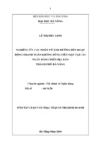 Luận văn thạc sĩ nghiên cứu các nhân tố ảnh hưởng đến hoạt động thanh toán không dùng tiền mặt tại các ngân hàng trên địa bàn thành phố đà nẵng