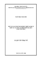 Một số giải pháp nhằm phát triển kinh tế hợp tác xã nông nghiệptrên địa bàn tỉnh vĩnh phúc
