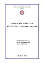 Nâng cao hiệu quả quản trị vốn lưu động