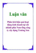 Phân tích hiệu quả hoạt động kinh doanh tại chi nhánh phía nam tổng công ty xây dựng trường sơn