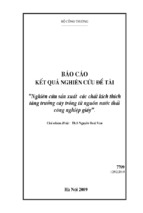 Nghiên cứu sản xuất các chất kích thích tăng trưởng từ nguồn nước thải công nghiệp giấy