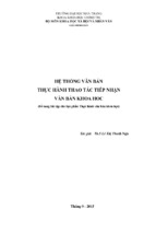 Hệ thống văn bản thực hành thao tác tiếp nhận văn bản khoa học