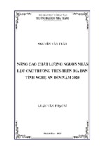 Nâng cao chất lượng nguồn nhân lực các trường thcs trên địa bàn tỉnh nghệ an đến năm 2020