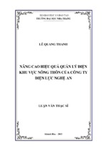 Nâng cao hiệu quả quản lý điện khu vực nông thôn của công ty điện lực nghệ an