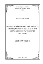 đánh giá sự hài lòng của khách hàng về chất lượng dịch vụ tại sàn giao dịch chứng khoán ssi tại thành phố nha trang