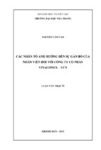 Các nhân tố ảnh hưởng đến sự gắn bó của nhân viên đối với công ty cổ phần vinacomex   vcn