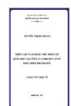 Thiết lập và áp dụng thẻ điểm cân bằng (bsc) tại công ty tnhh một thành viên xổ số kiến thiết khánh hòa