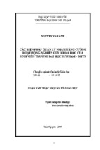Luận văn thạc sĩ quản lý nhằm tăng cường hoạt động nghiên cứu khoa học của sinh viên trường đại học sư phạm   đhtn