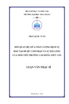 Mối quan hệ giữa chất lượng dịch vụ đào tạo được cảm nhận và sự hài lòng của sinh viên trường cao đẳng thủy sản