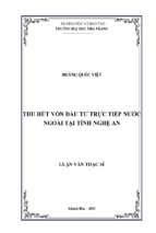 Thu hút vốn đầu tư trực tiếp nước ngoài tại tỉnh nghệ an