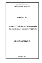 Nghiên cứu lý thuyết hành vi trên thị trường bất động sản việt nam