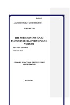 Summary of doctoral thesis on public administration the assessment of socioeconomic development plan in vietnam