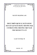 Phát triển dịch vụ ngân hàng bán lẻ tại ngân hàng thương mại cổ phần công thương việt nam   chi nhánh cửa lò