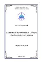 Giải pháp đẩy mạnh xuất khẩu lao động của tỉnh nghệ an đến năm 2020