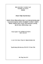 Luận văn thạc sĩ quản trị kinh doanh phân tích tình hình cho vay hộ kinh doanh tại ngân hàng nông nghiệp và phát triển nông thôn việt nam   chi nhánh eatoh   buôn hồ, tỉnh đắk lắk