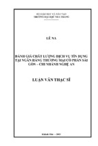 đánh giá chất lượng dịch vụ tín dụng tại ngân hàng tmcp sài gòn   chi nhánh nghệ an