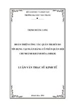 Hoàn thiện công tác quản trị rủi ro tín dụng tại ngân hàng cổ phần quân đội chi nhánh khánh hòa (mbkh)