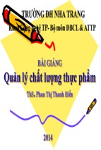 Bài giảng quản lý chất lượng thực phẩm