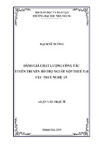 đánh giá chất lượng công tác tuyên truyền hỗ trợ người nộp thuế tại cục thuế nghệ an