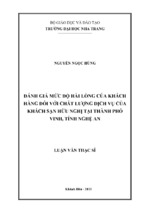 đánh giá mức độ hài lòng của khách hàng đối với chất lượng dịch vụ của khách sạn hữu nghị tại thành phố vinh, tỉnh nghệ an