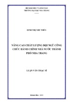 Nâng cao chất lượng đội ngũ công chức hành chính nhà nước thành phố nha trang