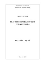 Phát triển sản phẩm du lịch tỉnh khánh hòa