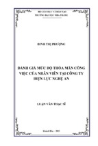 đánh giá mức độ thỏa mãn công việc của nhân viên tại công ty điện lực nghệ an