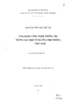 ứng dụng công nghệ thông tin trong dạy học các trường phổ thông việt nam