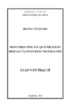 Hoàn thiện công tác quản trị nguồn nhân lực tại ngân hàng thương mại cổ phần bảo việt