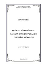 Quản trị rủi ro tín dụng tại ngân hàng tmcp quân đội   chi nhánh kiên giang